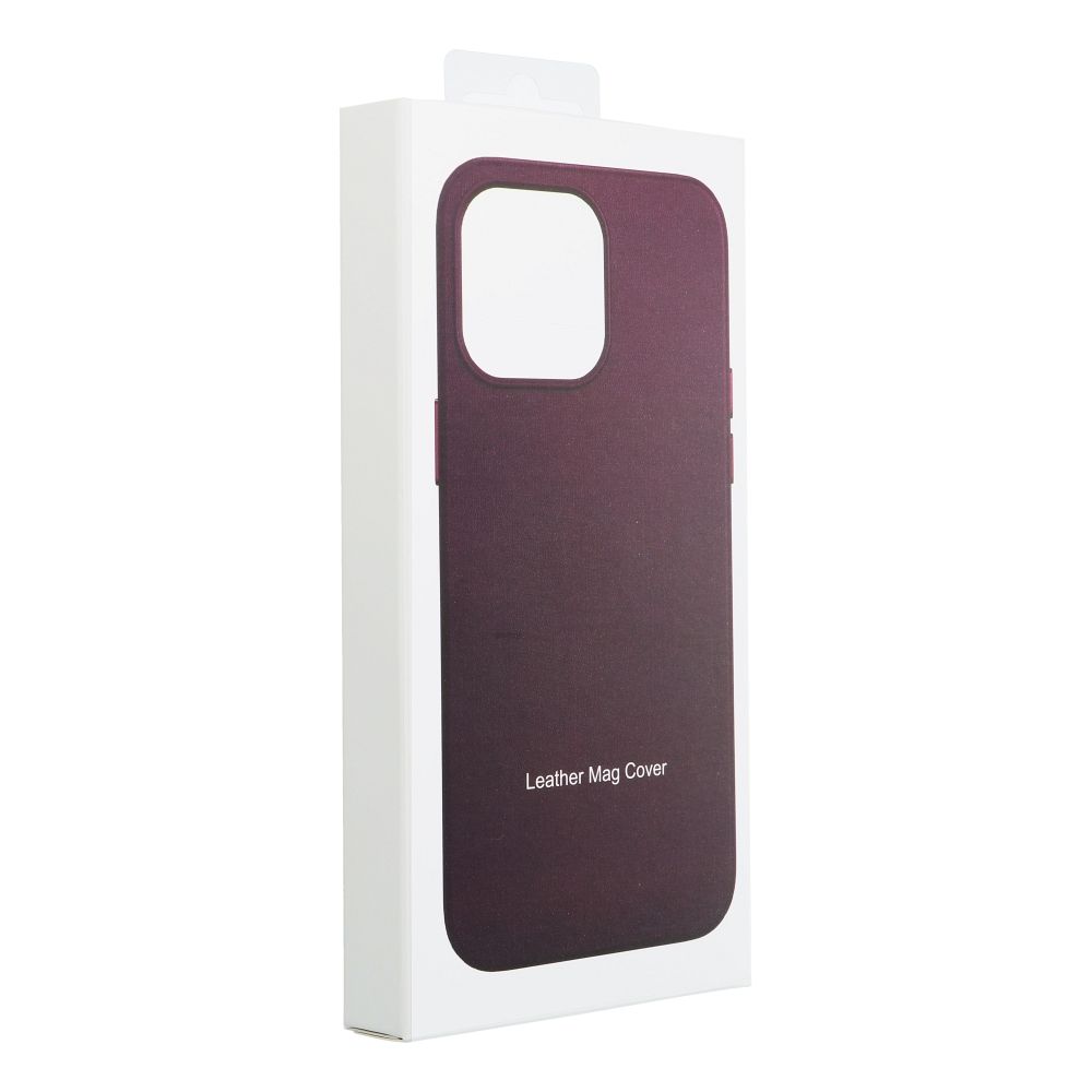 LEATHER MAG COVER case for IPHONE 15 dark violet