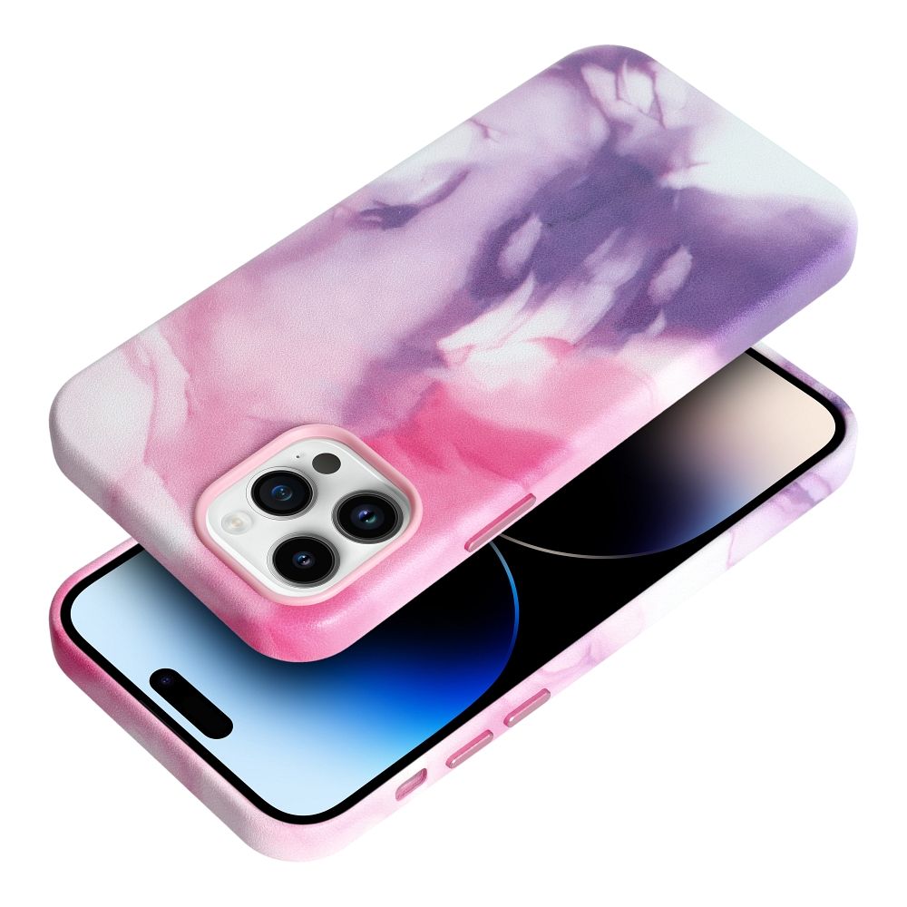 LEATHER MAG COVER case for IPHONE 12 Pro purple splash