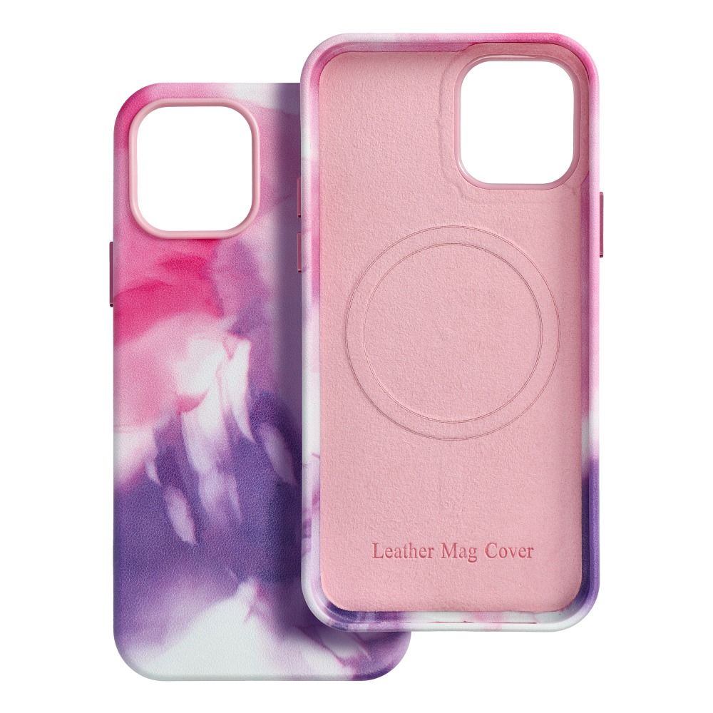 LEATHER MAG COVER case for IPHONE 12 Pro purple splash