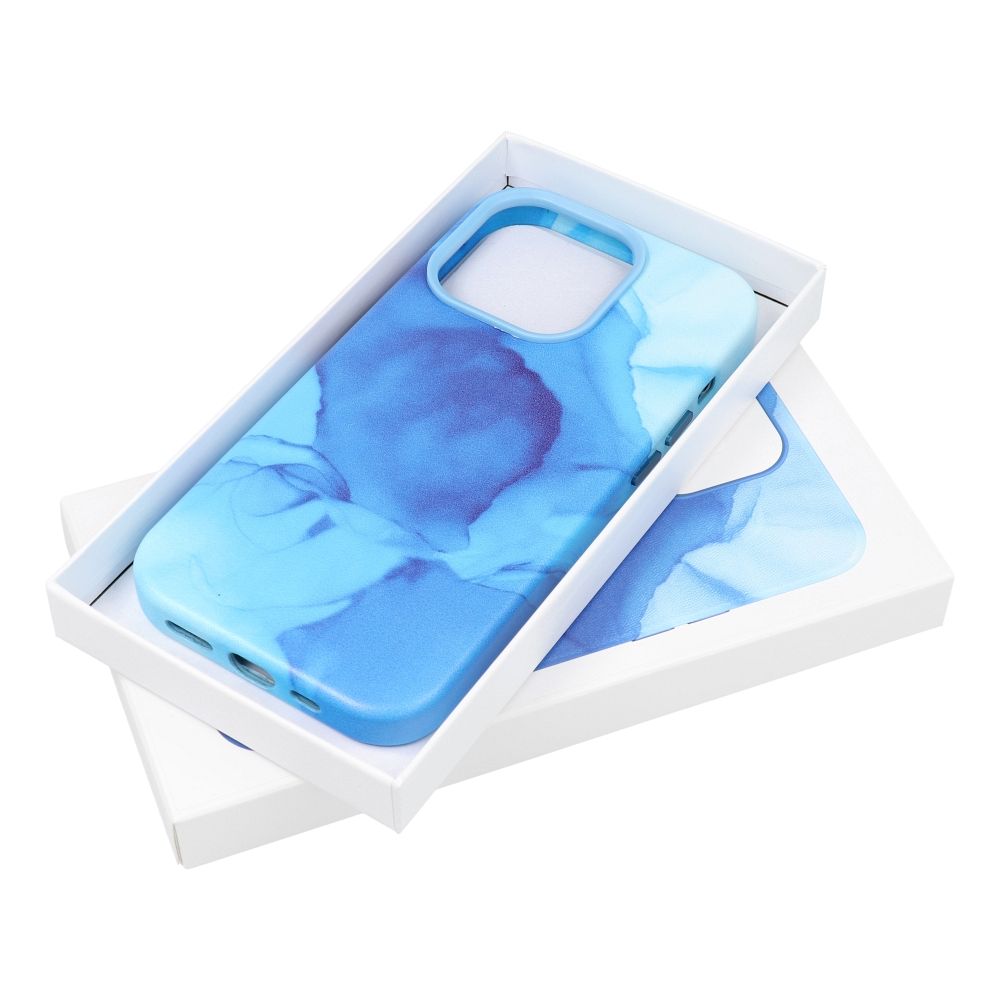 LEATHER MAG COVER case for IPHONE 13 Pro Max blue splash