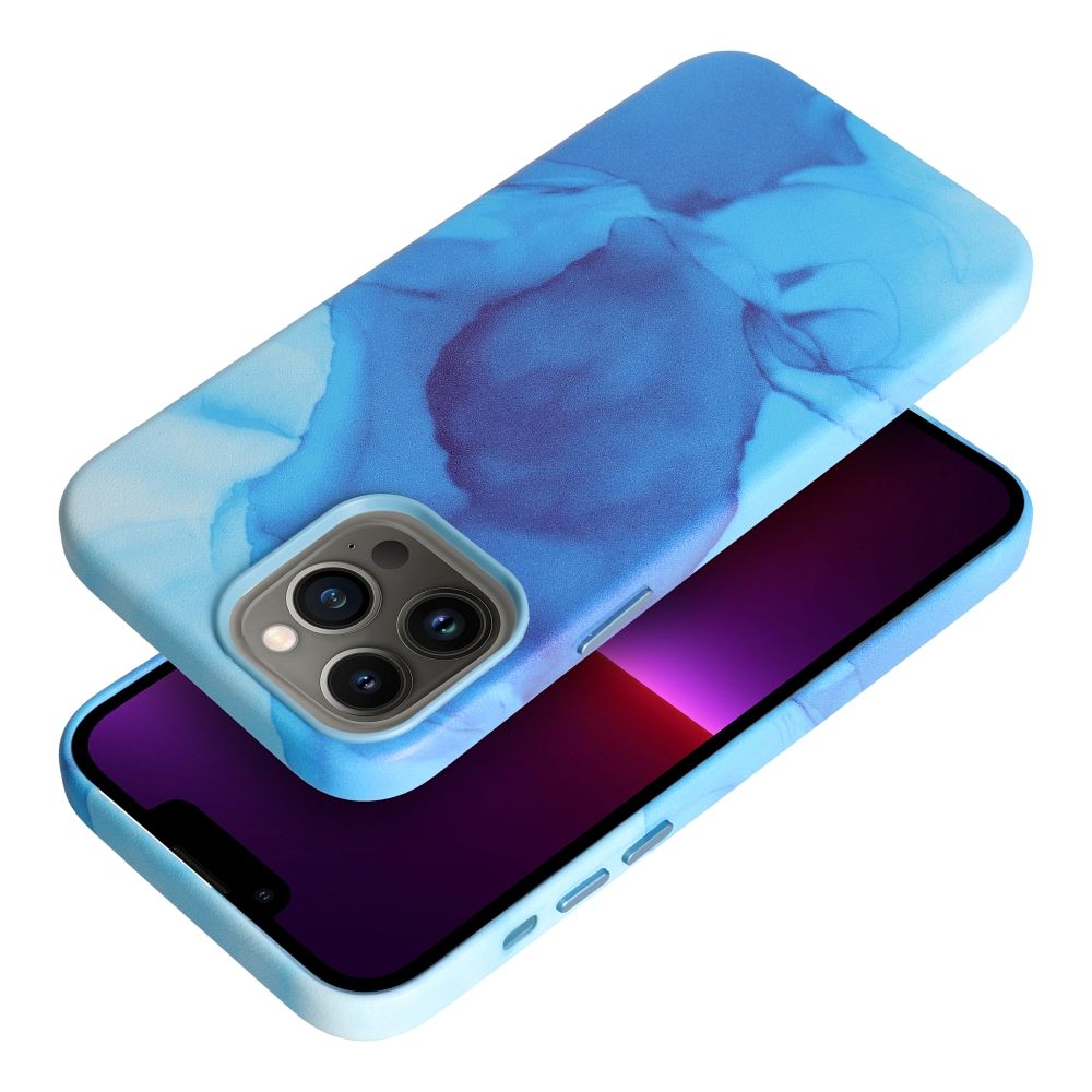 LEATHER MAG COVER case for IPHONE 13 Pro Max blue splash