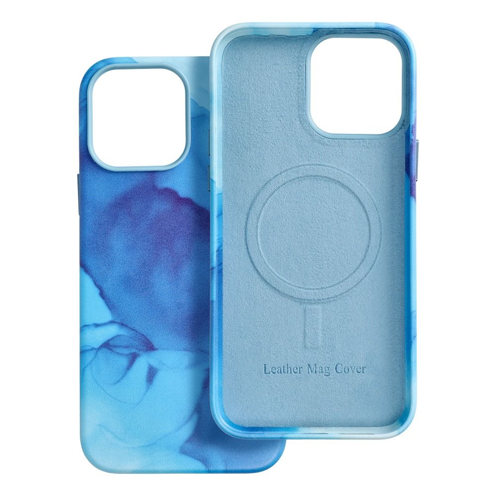 LEATHER MAG COVER case for IPHONE 13 Pro Max blue splash