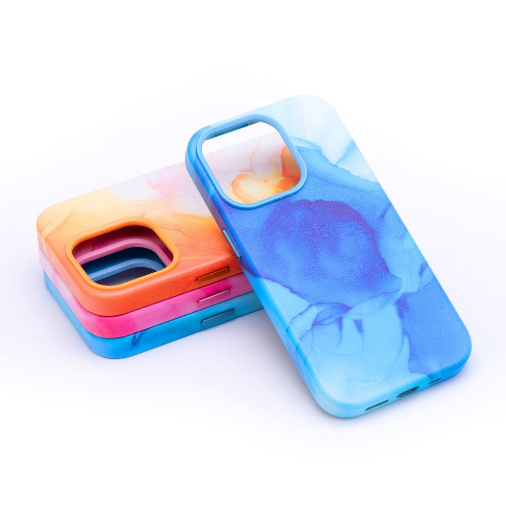 LEATHER MAG COVER case for IPHONE 13 Pro Max blue splash