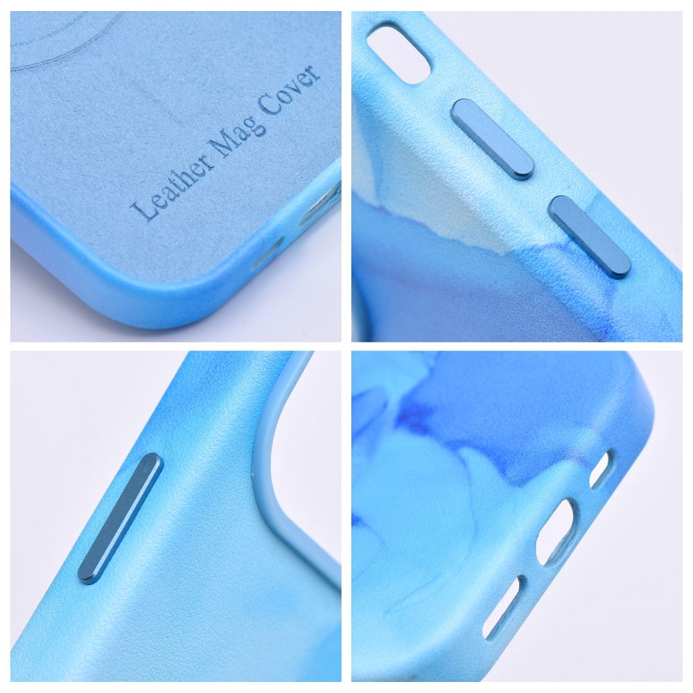 LEATHER MAG COVER case for IPHONE 13 Pro Max blue splash