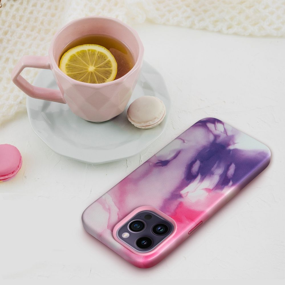 LEATHER MAG COVER case for IPHONE 13 Pro Max purple splash