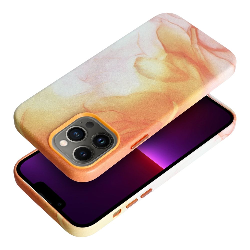 LEATHER MAG COVER case for IPHONE 13 Pro Max orange splash