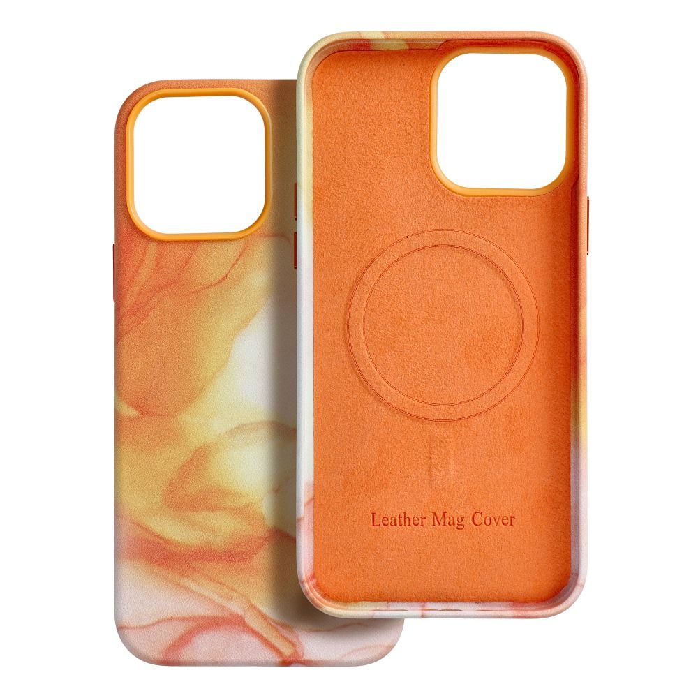 LEATHER MAG COVER case for IPHONE 13 Pro Max orange splash