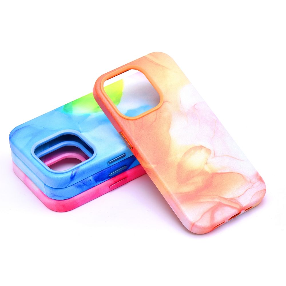 LEATHER MAG COVER case for IPHONE 13 Pro Max orange splash