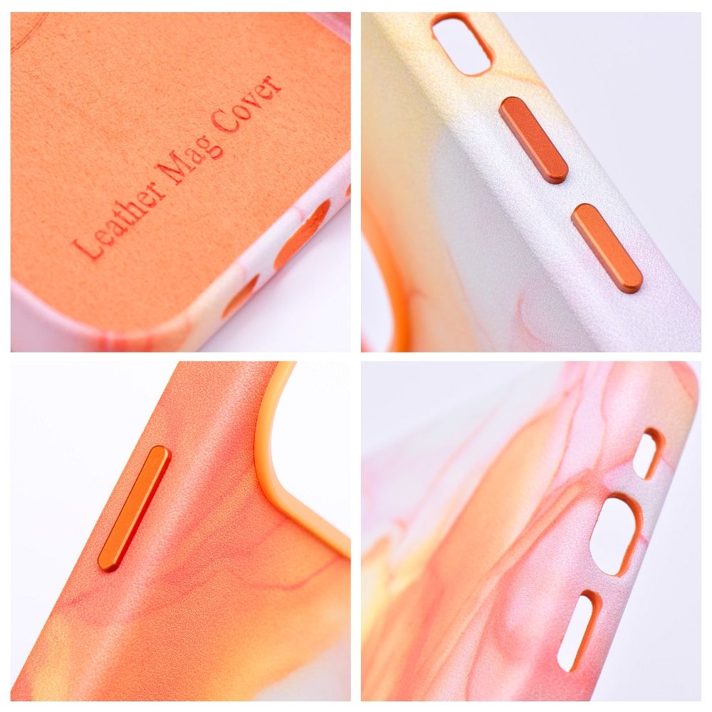 LEATHER MAG COVER case for IPHONE 13 Pro Max orange splash
