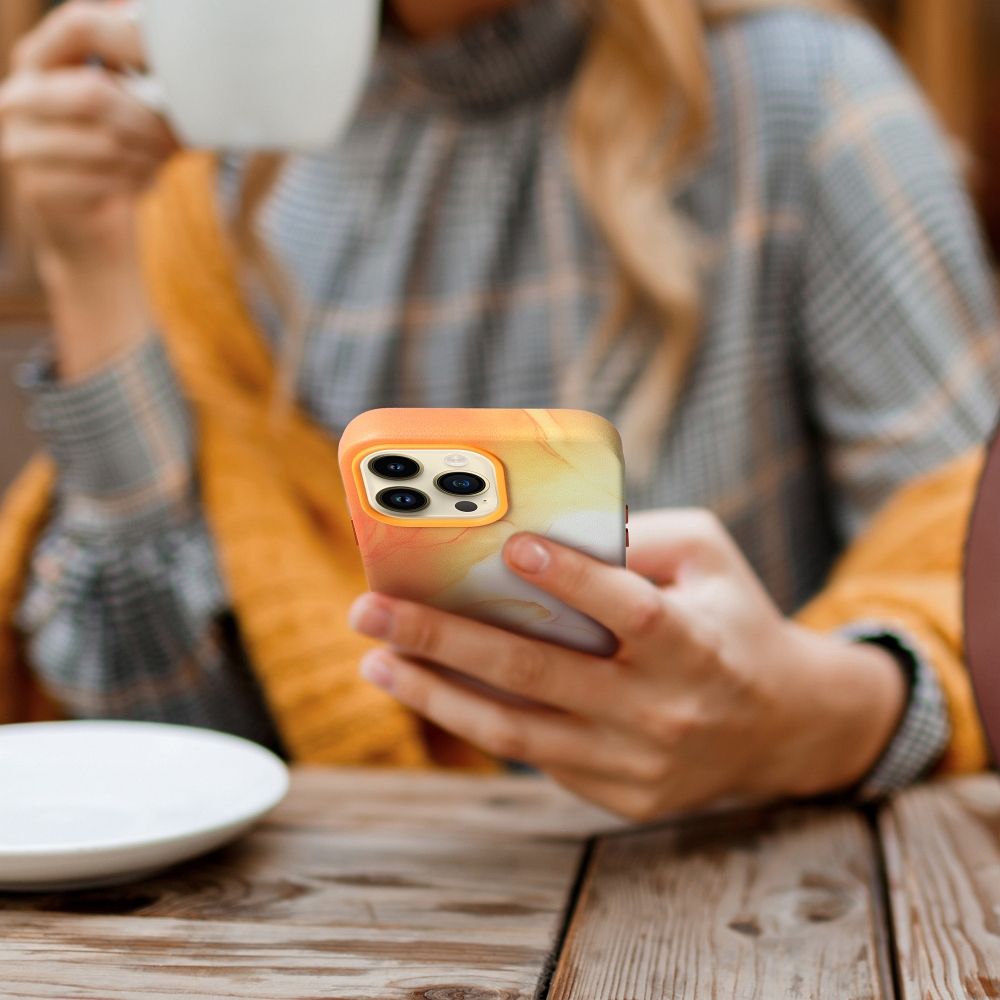 LEATHER MAG COVER case for IPHONE 11 Pro orange splash