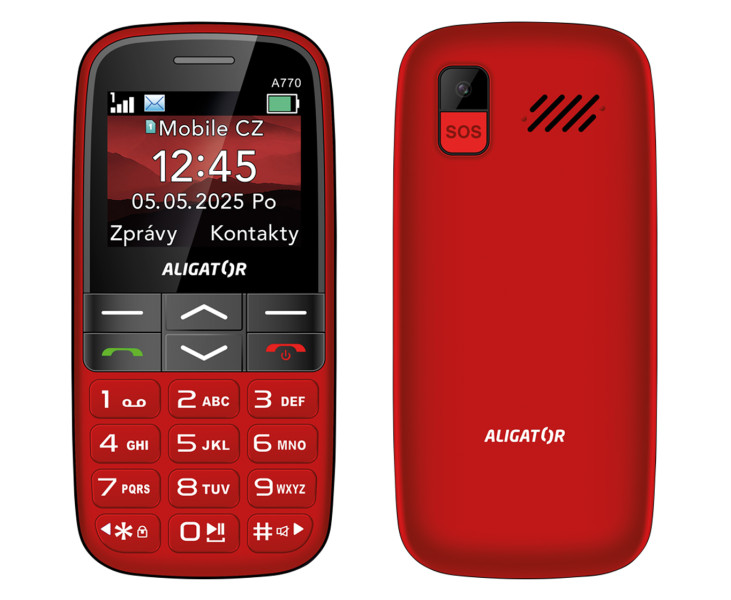 Aligator A770 Senior červená + stolní nabíječka