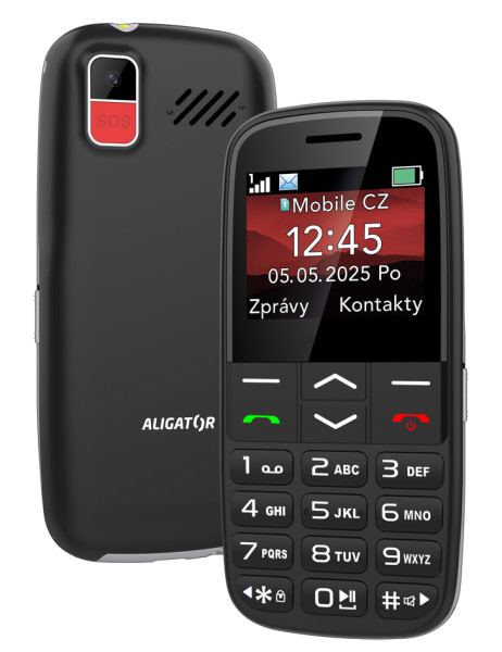 ALIGATOR A770 Senior černý + stolní nabíječka