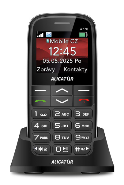 ALIGATOR A770 Senior černý + stolní nabíječka
