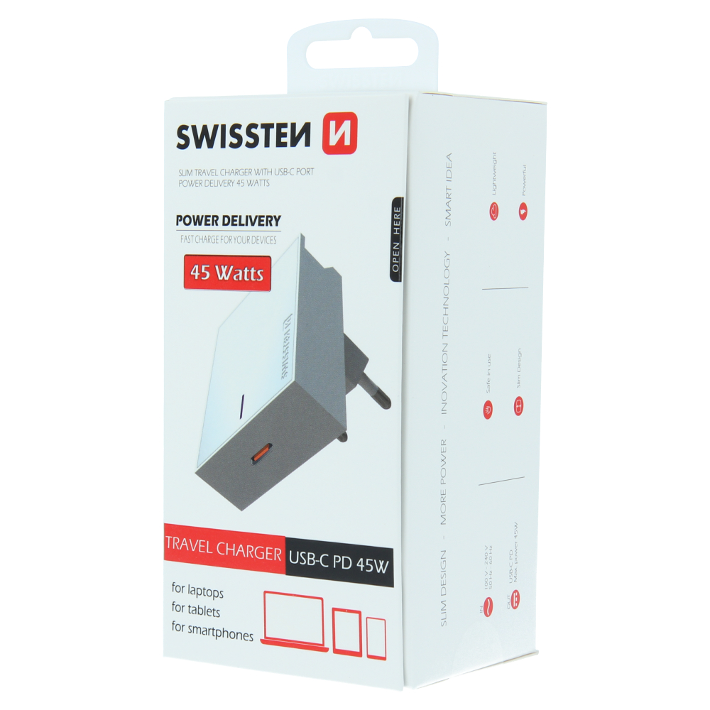 Swissten síťový adaptér PD3.0 45W bílá