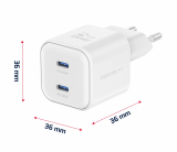 Swissten síťový adaptér /GaN/2x USB-C/20W Power Delivery/ bílá