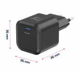 Swissten síťový adaptér /GaN/USB-C/20W/Power Delivery/ + datový kabel USB-C/USB-C černá
