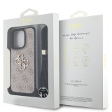 Guess PU 4G Metal Logo Crossbody Popruh Zadní Kryt pro iPhone 16 Pro Max Pink