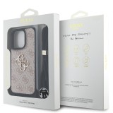 Guess PU 4G Metal Logo Crossbody Popruh Zadní Kryt pro iPhone 16 Pro Pink