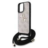 Guess PU 4G Metal Logo Crossbody Popruh Zadní Kryt pro iPhone 16 Pink