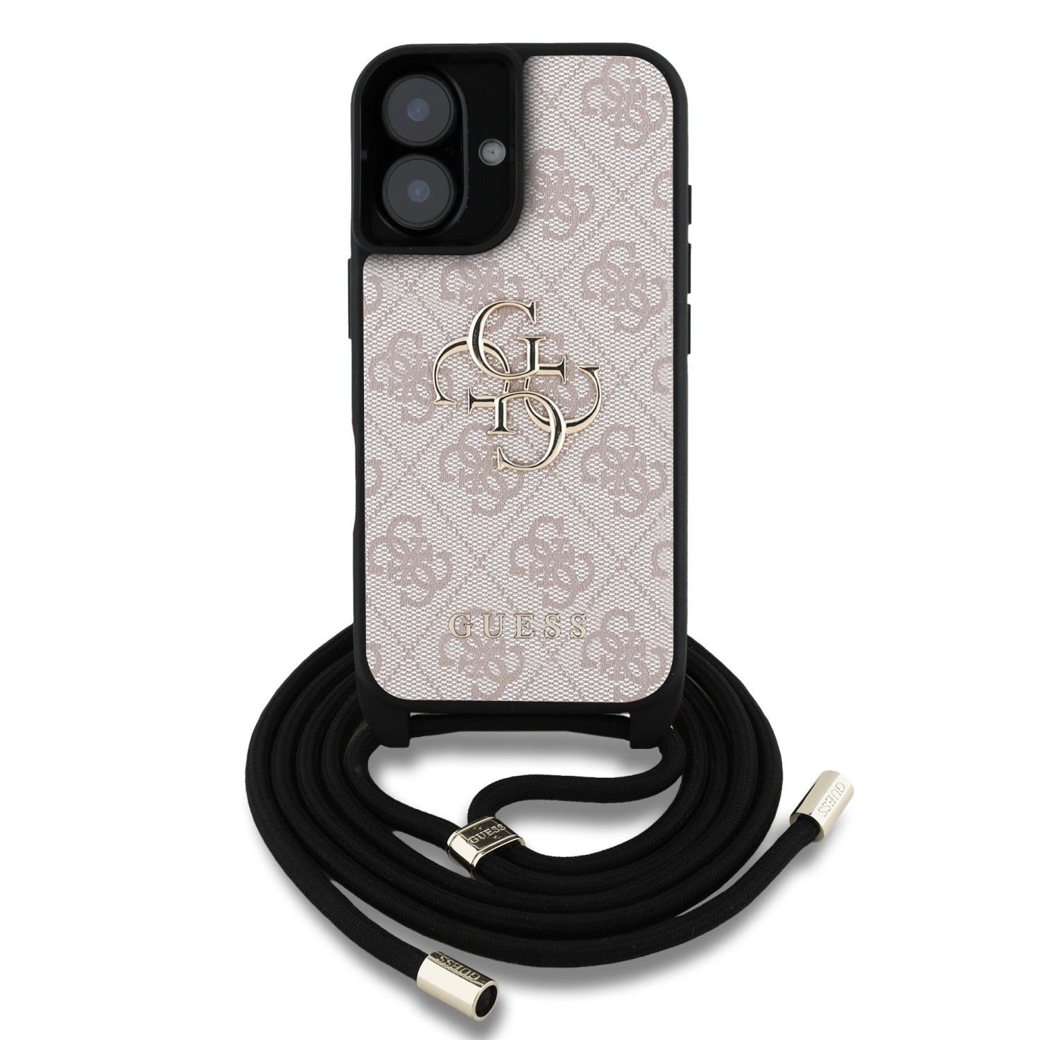 Guess PU 4G Metal Logo Crossbody Popruh Zadní Kryt pro iPhone 16 Pink