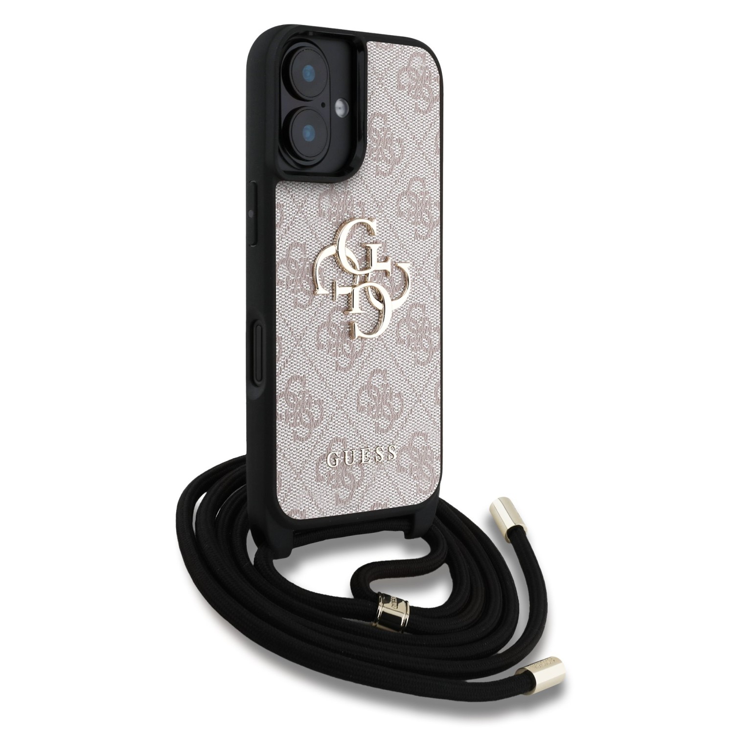 Guess PU 4G Metal Logo Crossbody Popruh Zadní Kryt pro iPhone 16 Pink