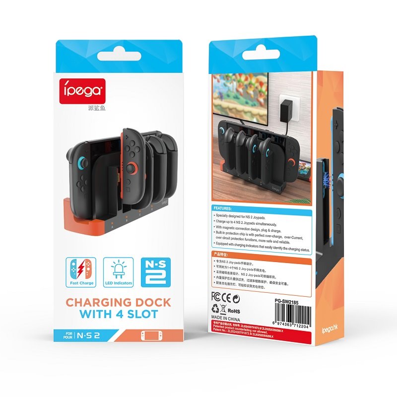iPega SW2185 Nabíjecí Stanice pro JoyCon Ovladače Nintendo Switch 2 Black