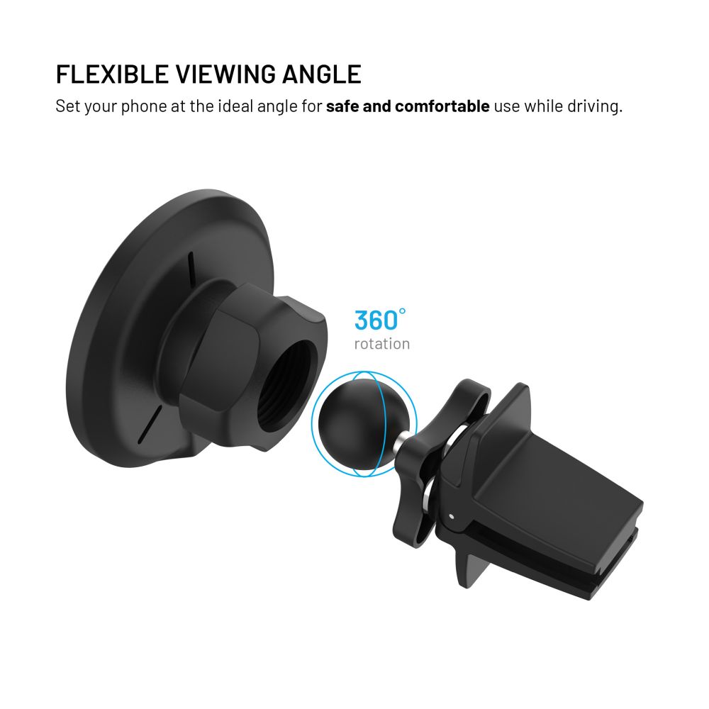 Držák s bezdrátovým nabíjením FIXED MagRound 2, podpora MagSafe, 15W, Qi2, černý
