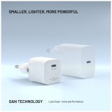 Set síťové GaN nabíječky FIXED Mini s USB-C výstupem a USB-C/USB-C kabelu, podpora PD, 1,2 metr, 30W, bílý