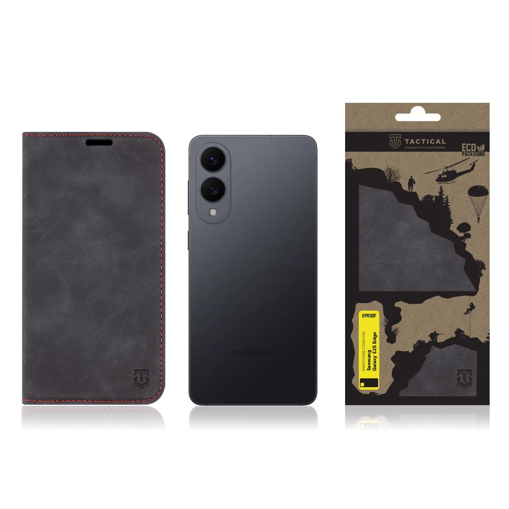 Flipové pouzdro Tactical Xproof pro Samsung Galaxy S25 Edge, black hawk