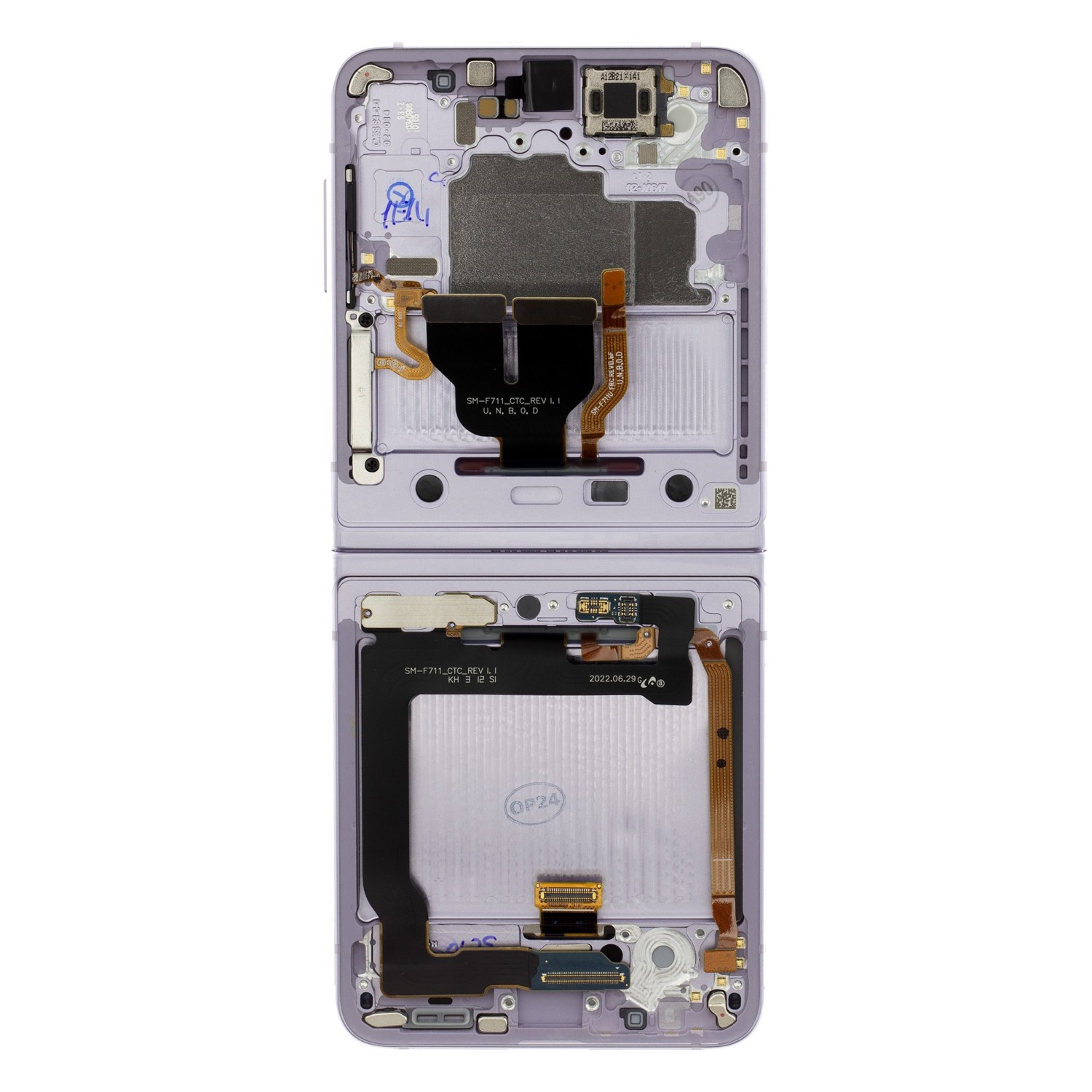 LCD display + dotyková deska + přední kryt pro Samsung Galaxy Z Flip3 5G No Camera, lavender (Service Pack)
