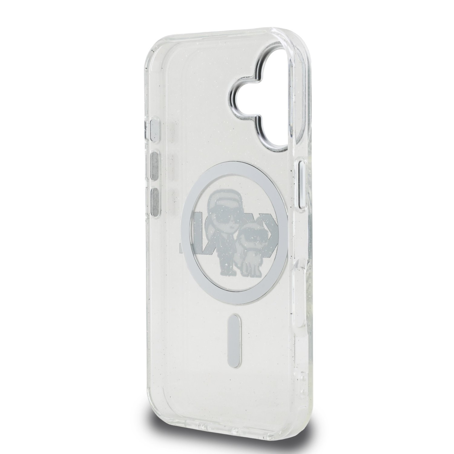 Karl Lagerfeld IML Glitter Karl and Choupette Sketch MagSafe Zadní Kryt pro iPhone 16 Transparent