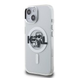 Karl Lagerfeld IML Glitter Karl and Choupette Sketch MagSafe Zadní Kryt pro iPhone 15 Transparent