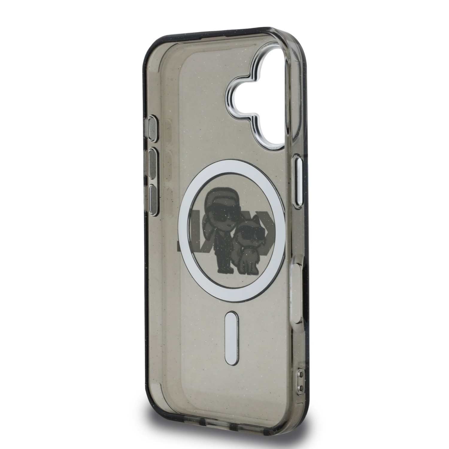 Karl Lagerfeld IML Glitter Karl and Choupette Sketch MagSafe Zadní Kryt pro iPhone 16 Black