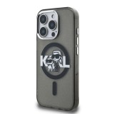 Karl Lagerfeld IML Glitter Karl and Choupette Sketch MagSafe Zadní Kryt pro iPhone 15 Pro Max Black
