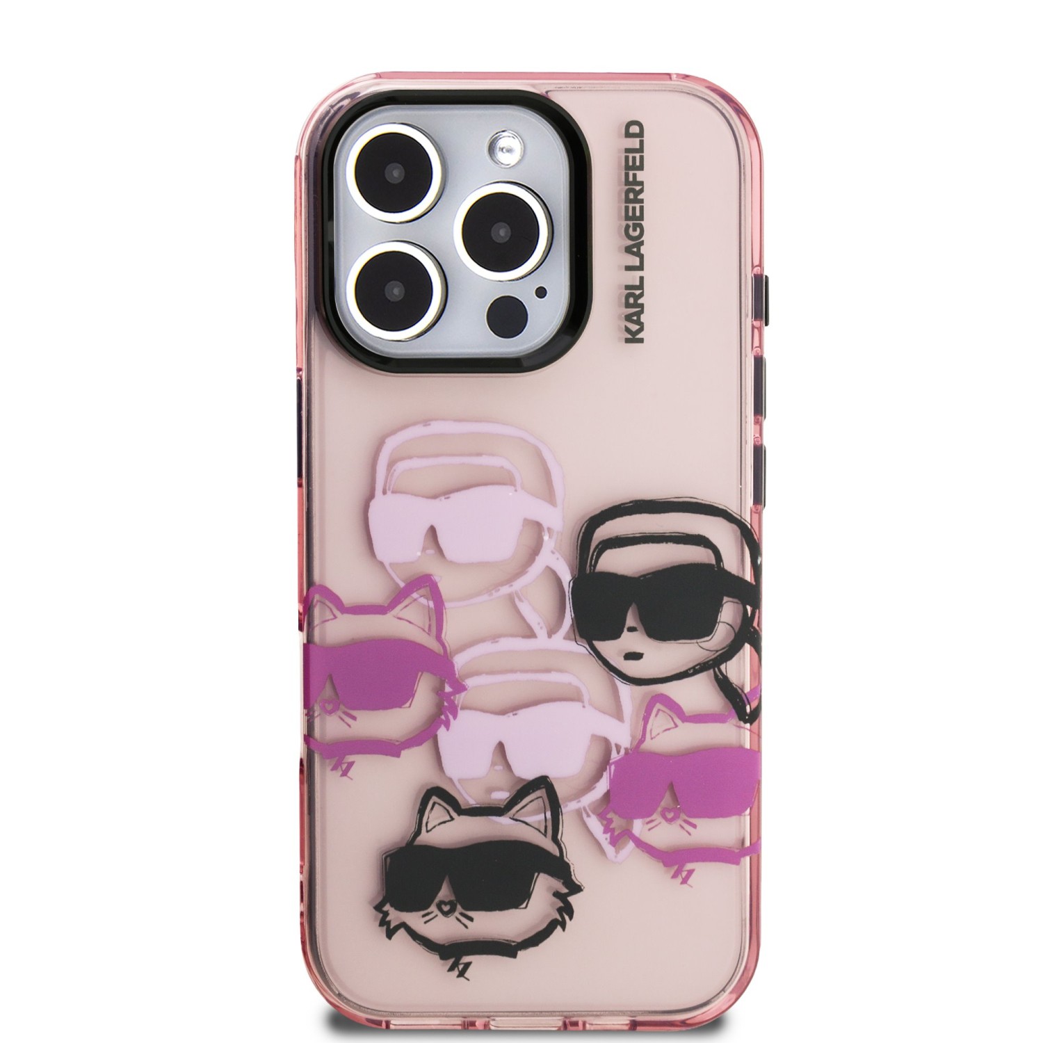 Karl Lagerfeld IML Multi K&CH Heads Zadní Kryt pro iPhone 16 Pro Pink