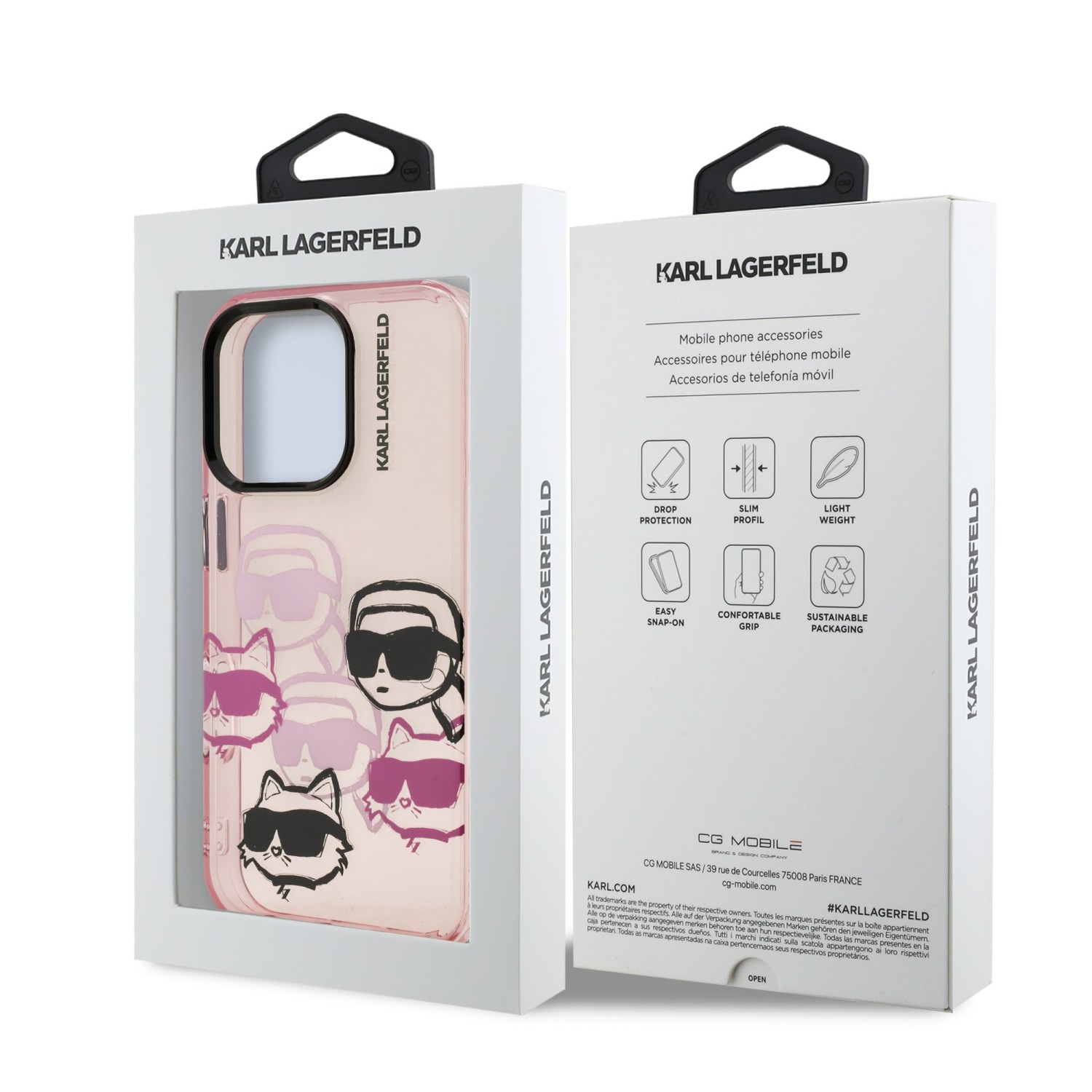 Karl Lagerfeld IML Multi K&CH Heads Zadní Kryt pro iPhone 16 Pro Pink