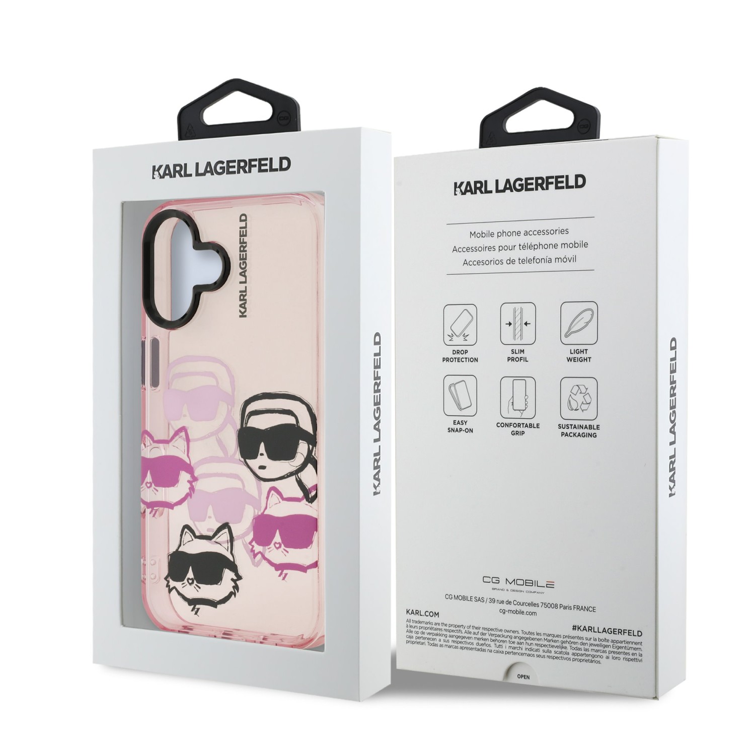Karl Lagerfeld IML Multi K&CH Heads Zadní Kryt pro iPhone 16 Pink