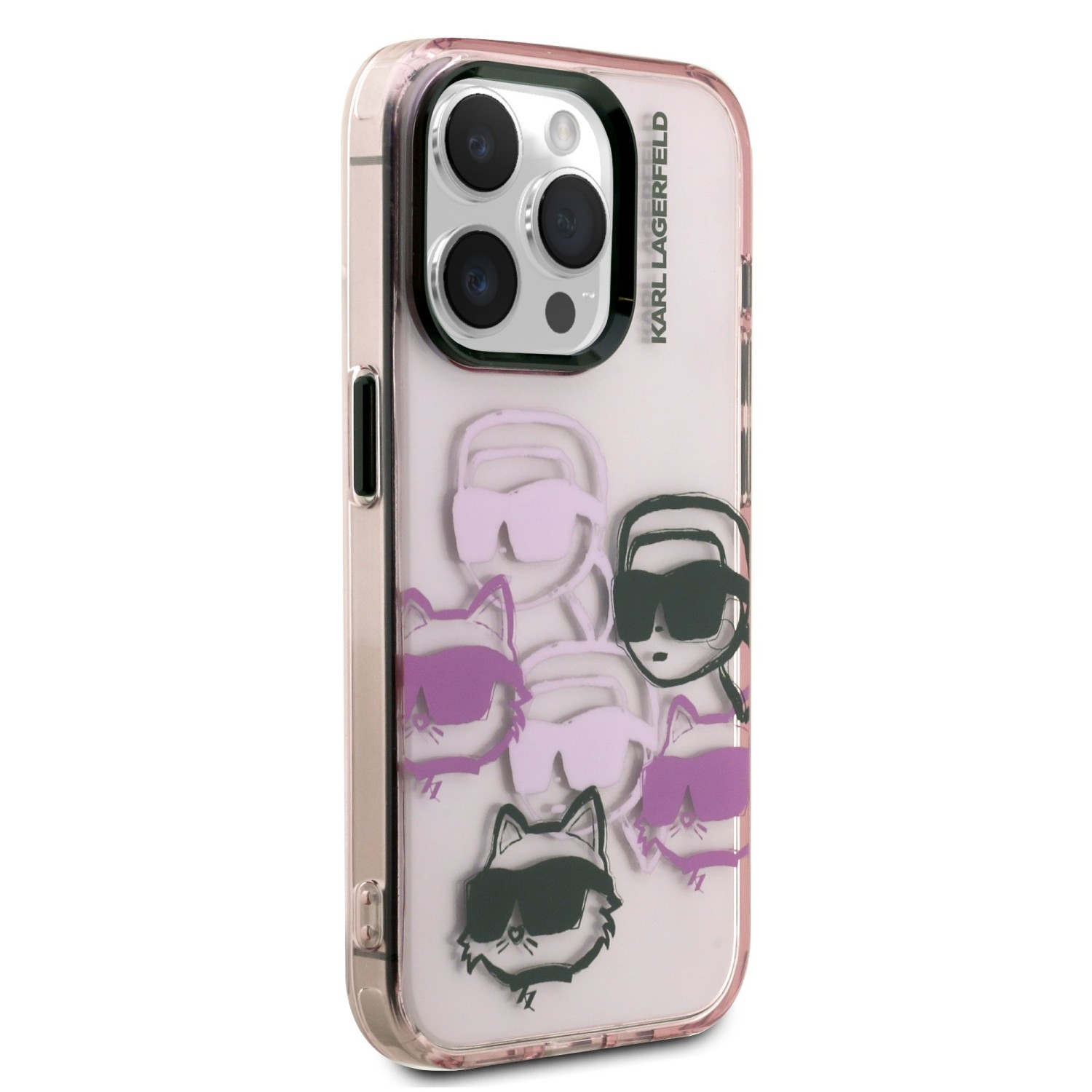 Karl Lagerfeld IML Multi K&CH Heads Zadní Kryt pro iPhone 15 Pro Max Pink