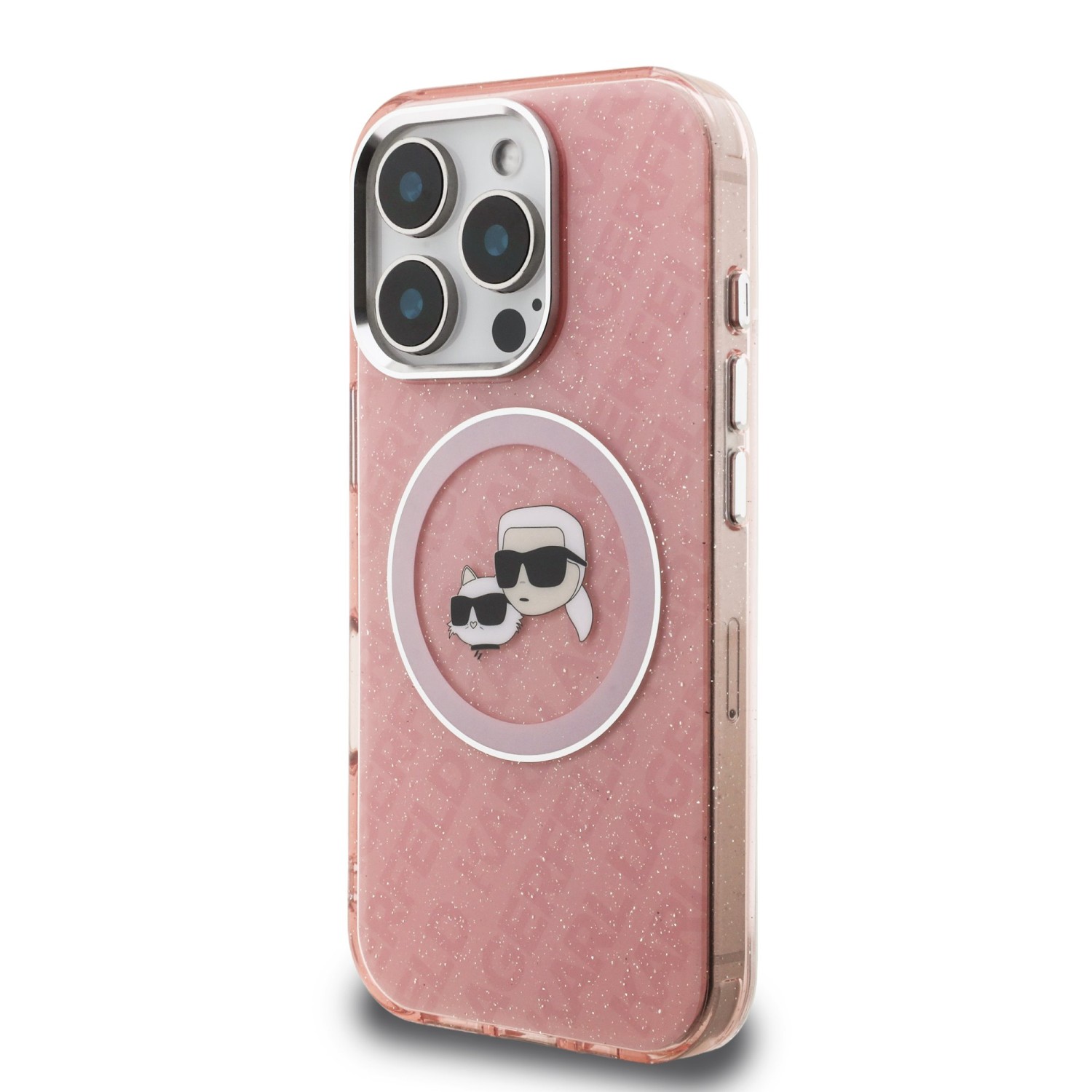 Karl Lagerfeld IML K&CH Heads Repeated Logo MagSafe Zadní Kryt pro iPhone 16 Pro Pink