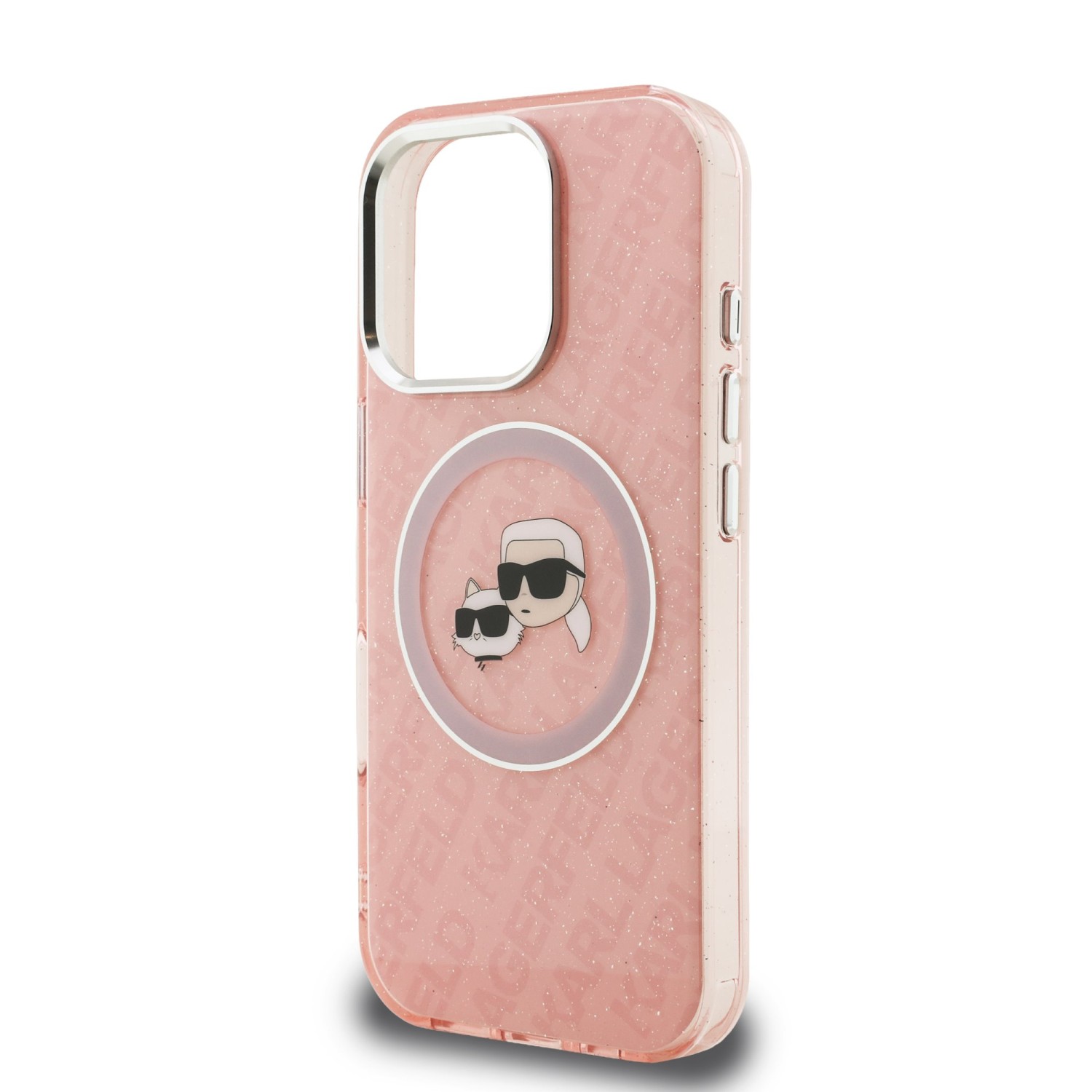 Karl Lagerfeld IML K&CH Heads Repeated Logo MagSafe Zadní Kryt pro iPhone 16 Pro Pink