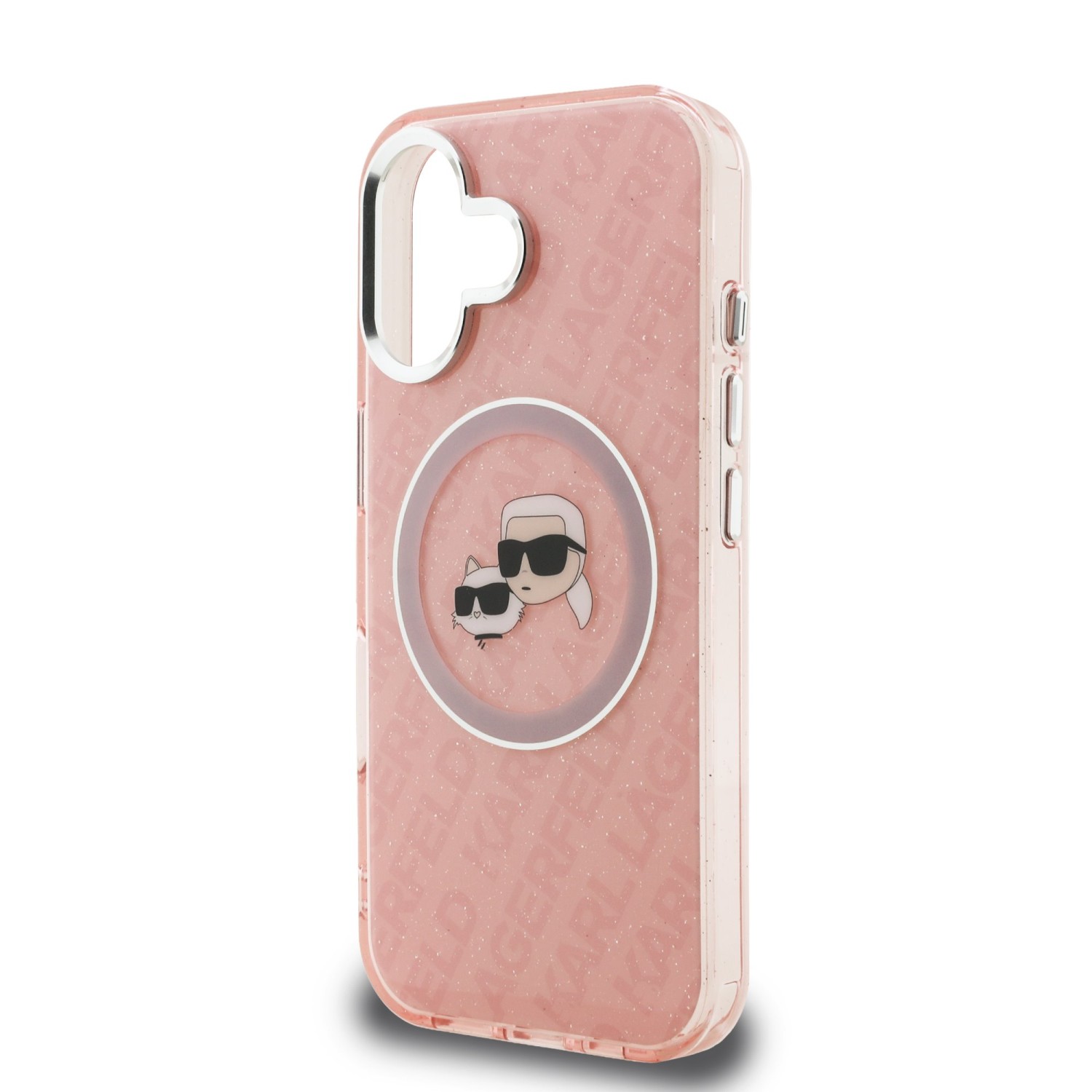 Karl Lagerfeld IML K&CH Heads Repeated Logo MagSafe Zadní Kryt pro iPhone 16 Pink