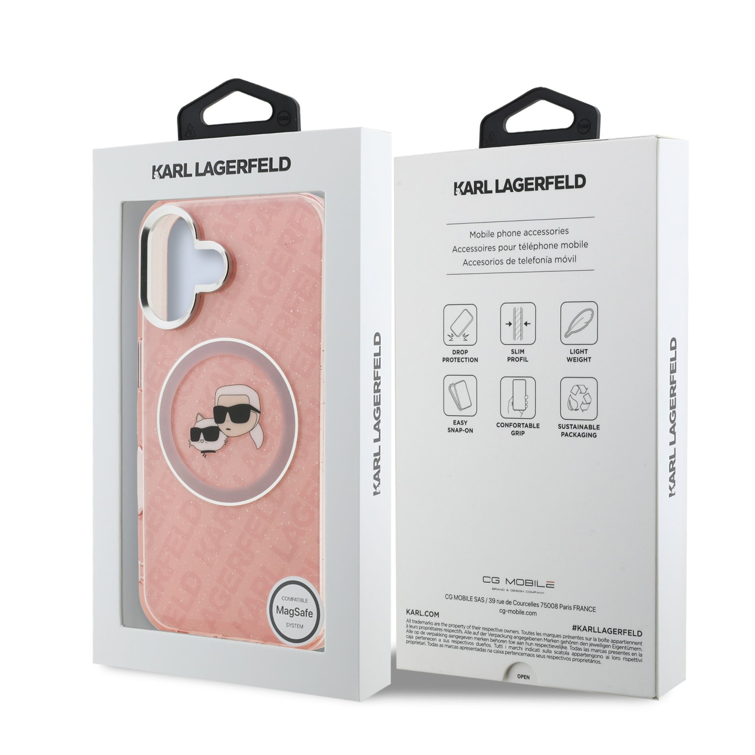 Karl Lagerfeld IML K&CH Heads Repeated Logo MagSafe Zadní Kryt pro iPhone 16 Pink