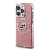 Karl Lagerfeld IML K&CH Heads Repeated Logo MagSafe Zadní Kryt pro iPhone 15 Pro Pink