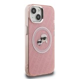 Karl Lagerfeld IML K&CH Heads Repeated Logo MagSafe Zadní Kryt pro iPhone 15 Pink