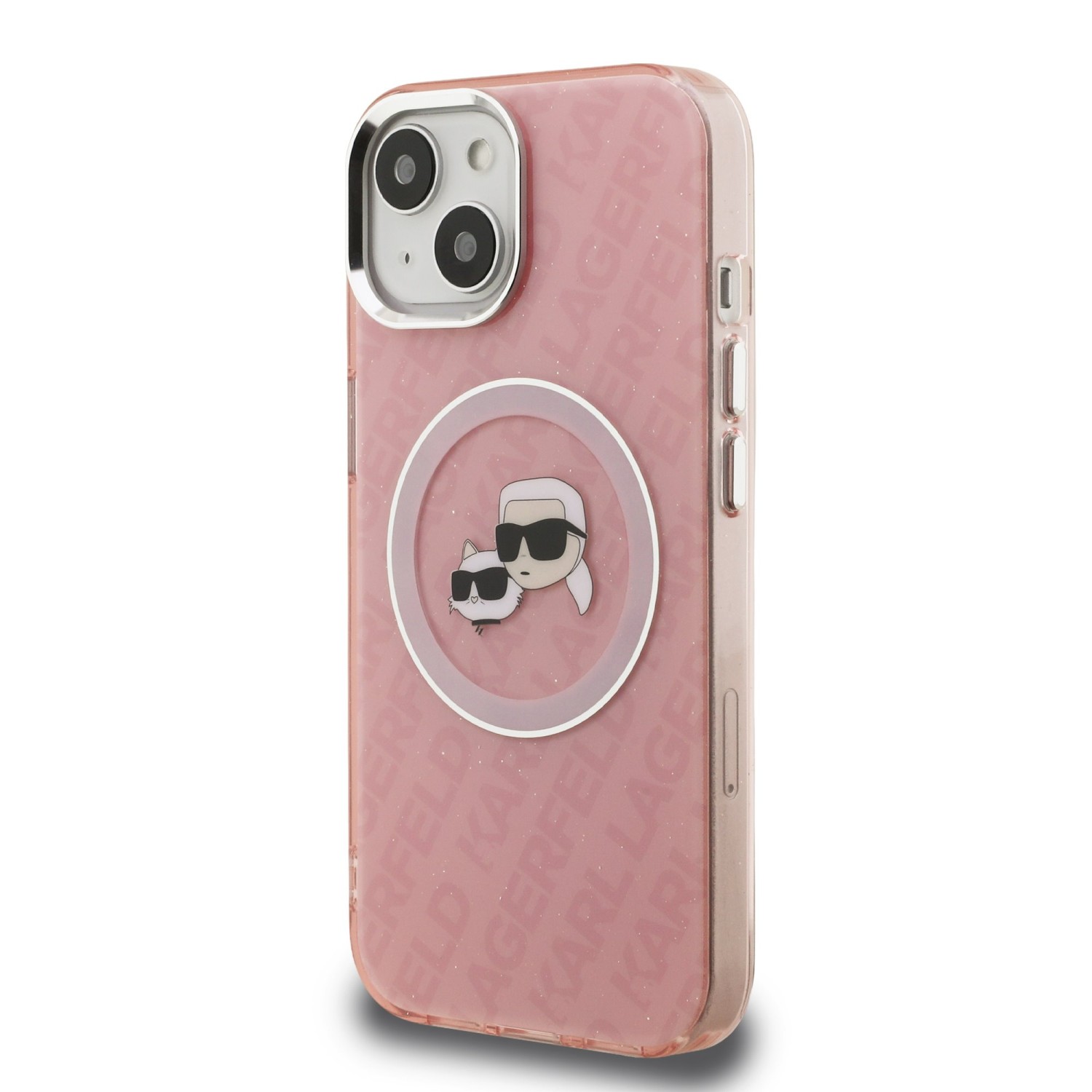 Karl Lagerfeld IML K&CH Heads Repeated Logo MagSafe Zadní Kryt pro iPhone 15 Pink