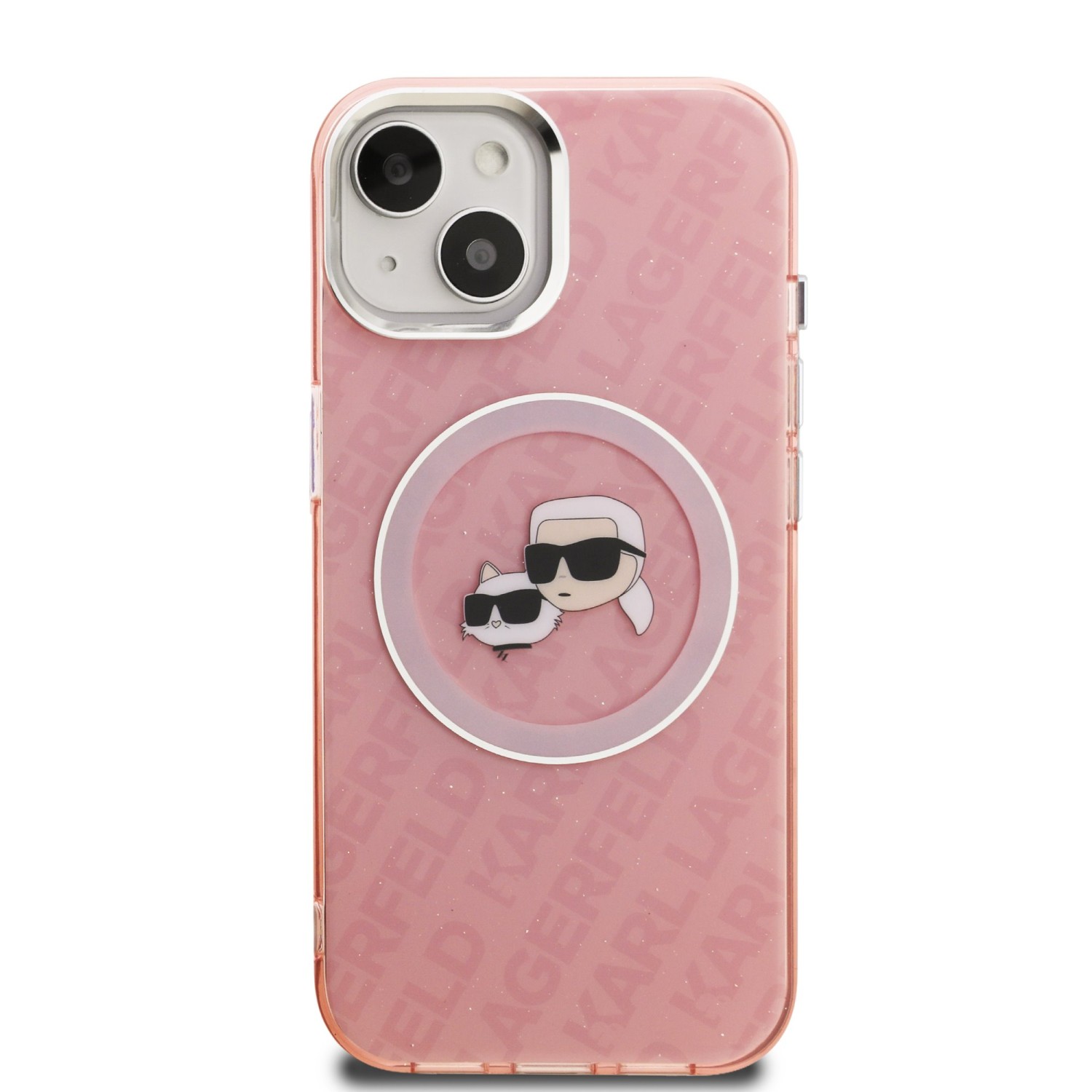 Karl Lagerfeld IML K&CH Heads Repeated Logo MagSafe Zadní Kryt pro iPhone 15 Pink