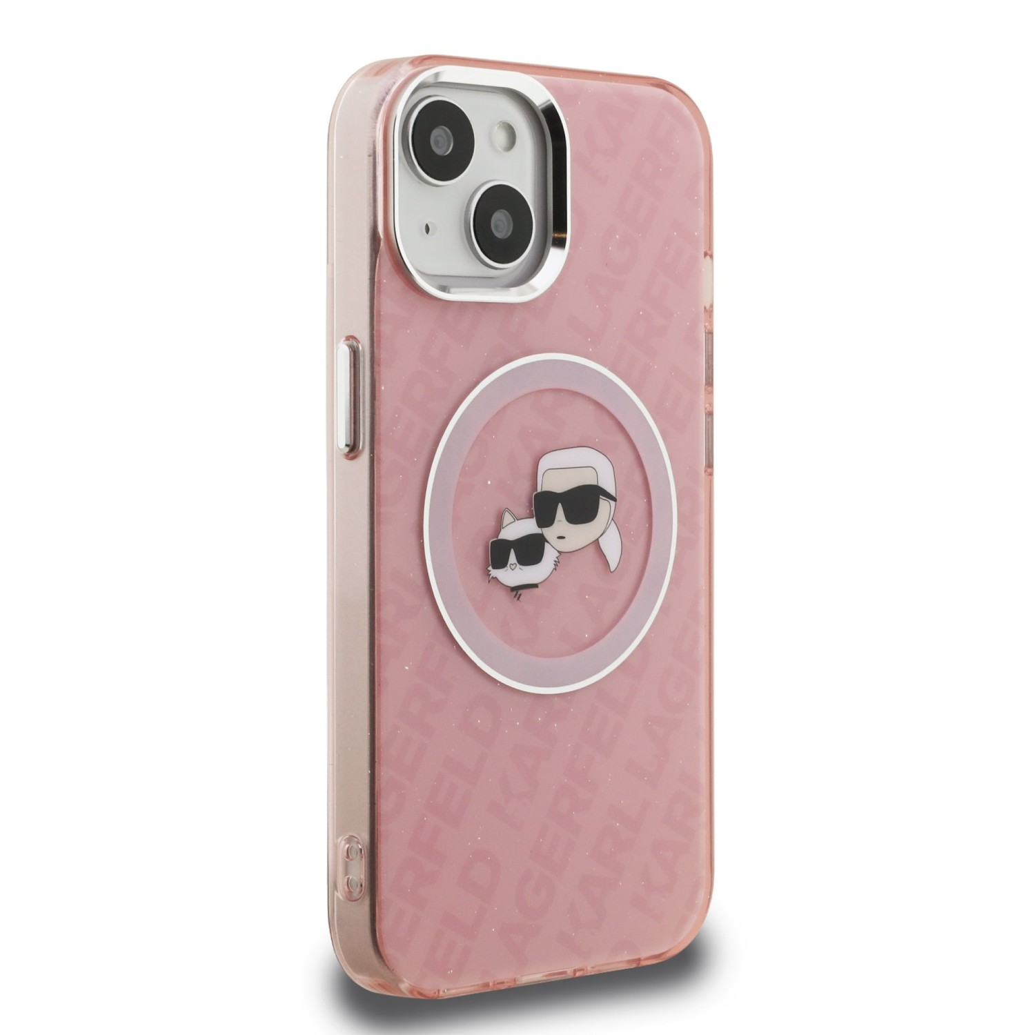 Karl Lagerfeld IML K&CH Heads Repeated Logo MagSafe Zadní Kryt pro iPhone 15 Pink