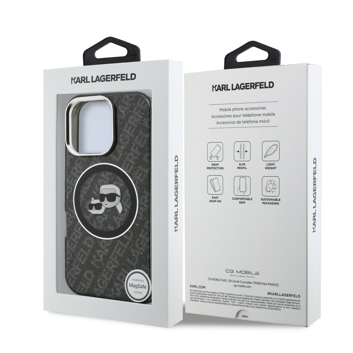 Karl Lagerfeld IML K&CH Heads Repeated Logo MagSafe Zadní Kryt pro iPhone 16 Pro Max Black