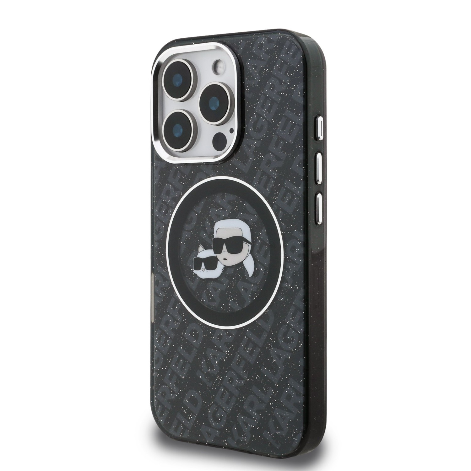 Karl Lagerfeld IML K&CH Heads Repeated Logo MagSafe Zadní Kryt pro iPhone 16 Pro Black