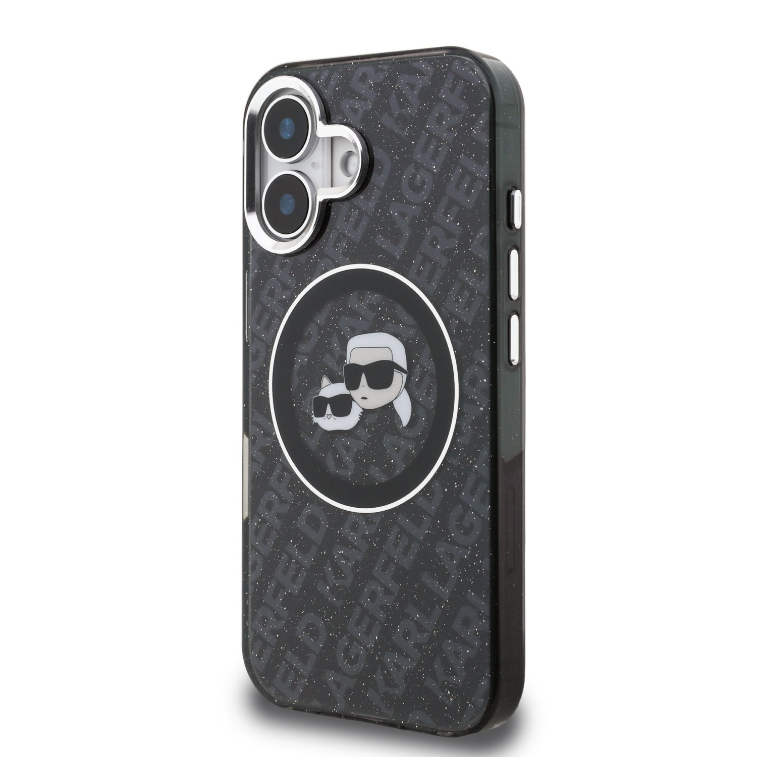 Karl Lagerfeld IML K&CH Heads Repeated Logo MagSafe Zadní Kryt pro iPhone 16 Black